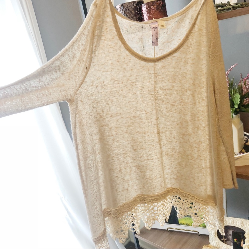 Lace Detail Cream Sweater